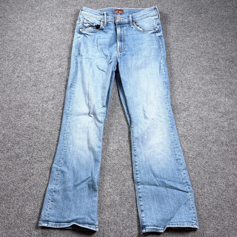 Mother The Insider Crop Jeans Womens 29 26x29 Light Blue Flared High Rise Denim